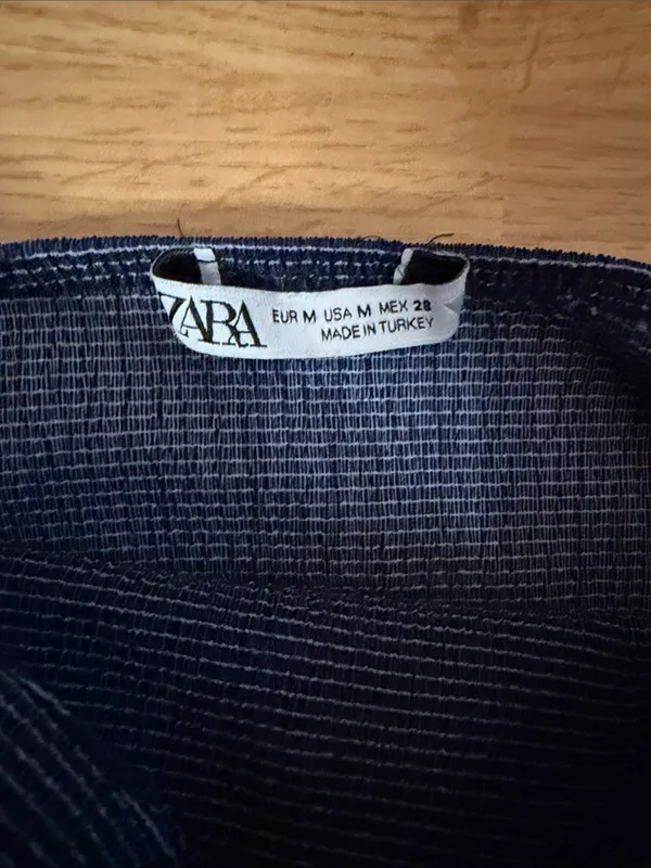 Zara Ribbed Navy Blue Tube Top - Image 2