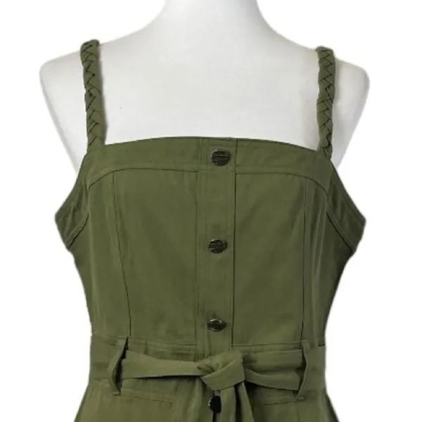 Storia Utility Dress A-line Pockets Button Front Olive Green Women’s Size L NWT - Image 5