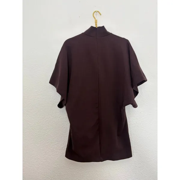 Zara Brown Mock Neck Short-Sleeve Top/Dress Size Medium Tunic Minimalist - Image 11