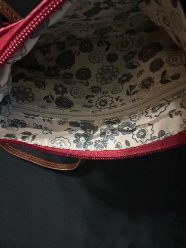 Women’s Red & Floral Crossbody Bag With Brown Strap Shoulder Purse - Image 10