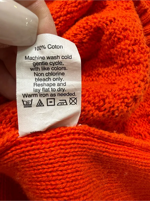 J. Crew 100% Cotton Orange Cable Knit Crewneck Sweater - Image 8