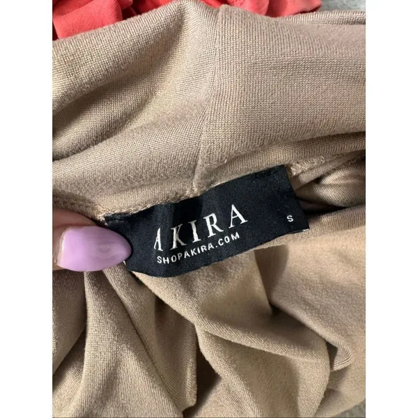 AKIRA Taupe Tan Brown Mock Turtleneck Long Sleeve Crop Top Women's Size Small - Image 5