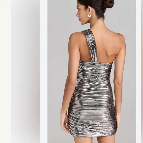 NWT ASTR The Label Silver one shoulder mini “Golda” dress size large - Image 2
