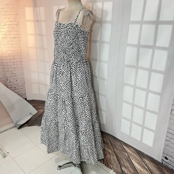 City Chic NWT Black White Corina Spot Sleeveless Smocked Maxi Dress Size S/16 - Image 4