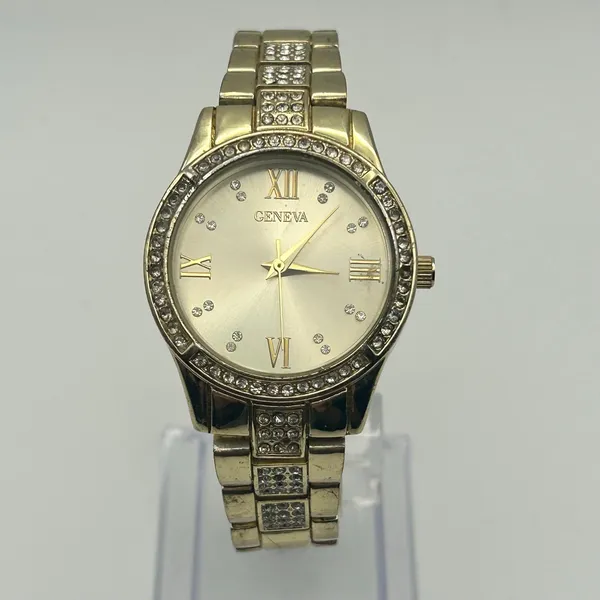Geneva Gold Tone Crystal-accented Women’s Fashion Watch Working New Battery - Image 2