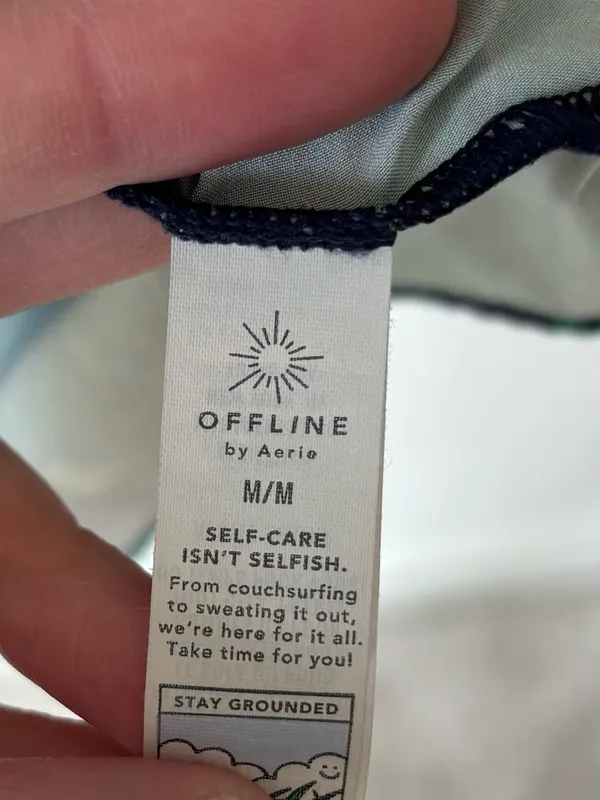 Offline by Aerie Ribbed Cut-out Romper Dress Navy Blue Green Floral Active - Image 9