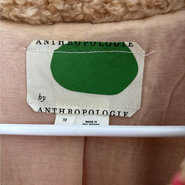 Anthropologie Color block Sherpa Jacket with Pink,‎ Tan, and Cream Medium - Image 12