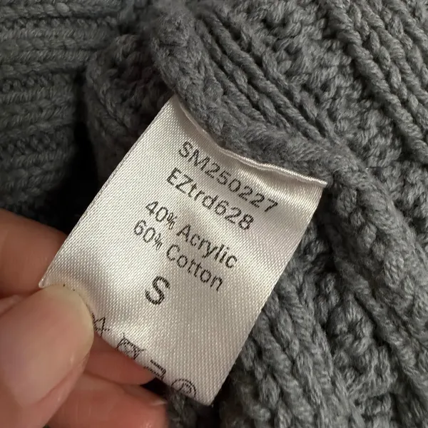 Trendy Queen Sweater S Blue Gray Cable Knit Oversized Crew Neck Minma Neutral - Image 7