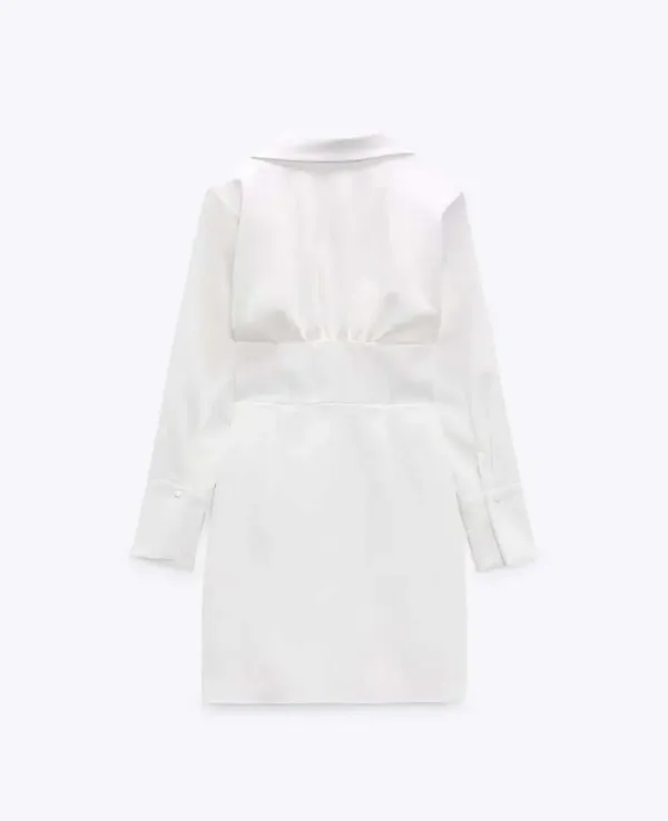 ZARA white dress wedding bridal shower corset mini long sleeve - Image 7