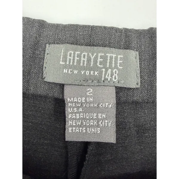 Lafayette‎ 148 New York Dress Pants 2 Charcoal Grey Wool High Waist Straight Leg - Image 7