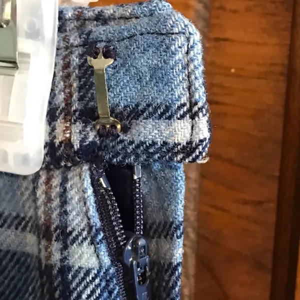 Pendleton vintage skirt blue plaid a-line with side zipper and hook closure. - Image 4