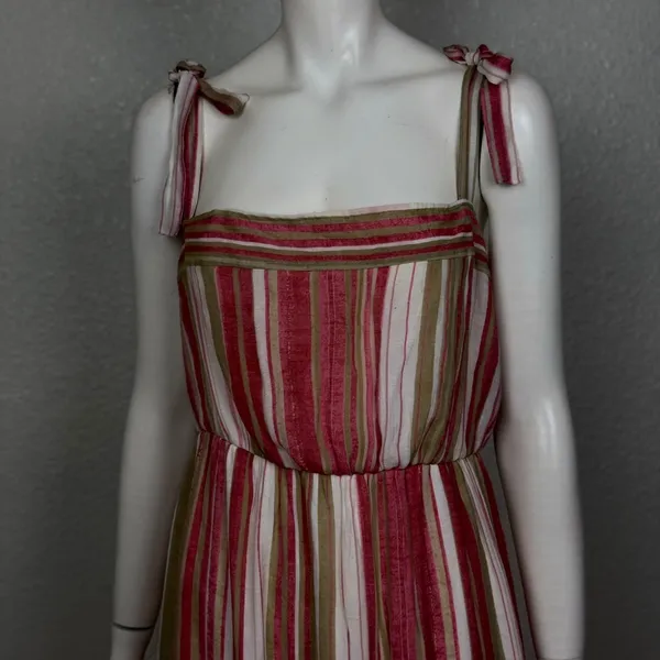 Unbranded Cotton Blend Striped Maxi Dress in Red/White and Green J-8 - Image 7