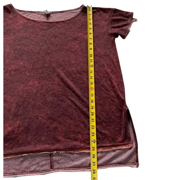 We The Free To M Burgundy Hi Low Distressed Terry Cloth Acid Wash Boho Oversized - Image 5