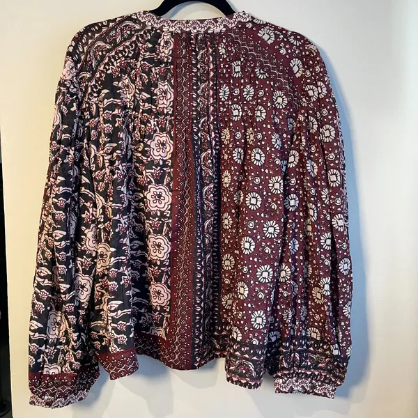 Elie Tahari Floral Print Cotton Puff Sleeve Blouse, XL - NWT - Image 2
