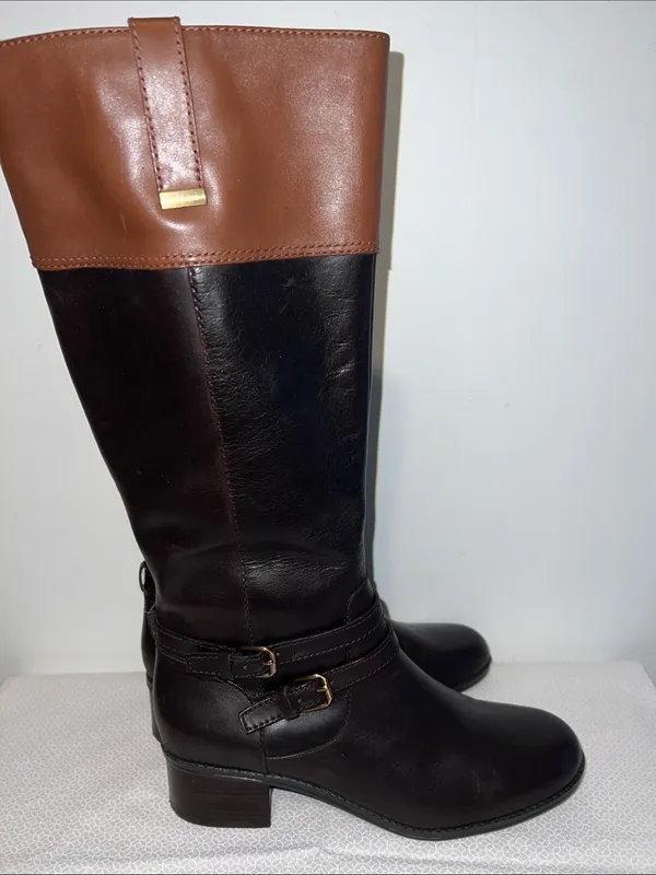 Bandalino Carlotta Knee High Two-Toned Brown Zip Up Riding Boots Size 9 - Image 5