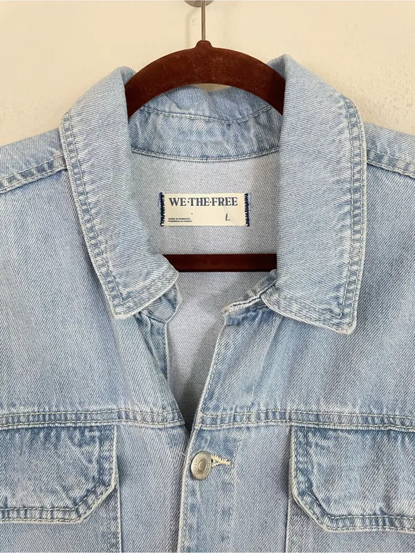 Free People We The Free Marci coveralls Denim Jumpsuit in Clear Skies Size Large - Image 4
