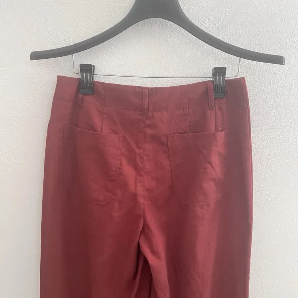 NEW LILLUSORY Linen Wide Leg Pants Sz 8/M Brick Red High Rise Cropped Trousers - Image 4