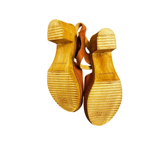 Ten Points Platform Sandal Clogs Tan Leather Ankle Strap, Size 41/US 10 - Image 4