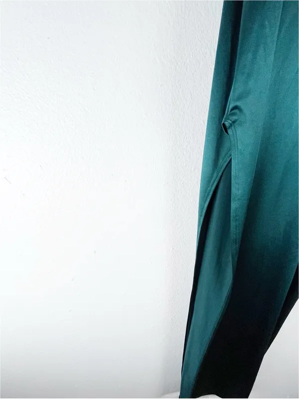 WINDSOR Green Cowl Draped Neck High Side Split Slip Dress Size Small Formal Chic - Image 4