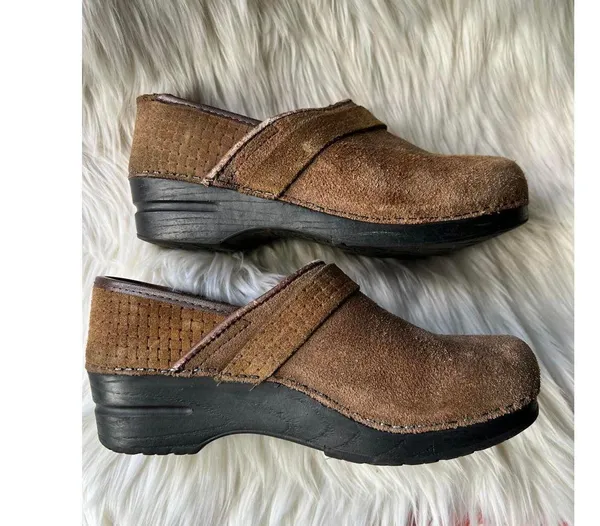 Dansko Brown Suede Clogs Mule Shoes Size 38 - Image 6