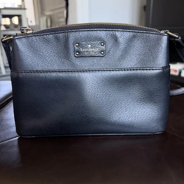 Kate Spade Crossbody Bag Womens Small Black Leather Zip Top Adjustable Strap - Image 2