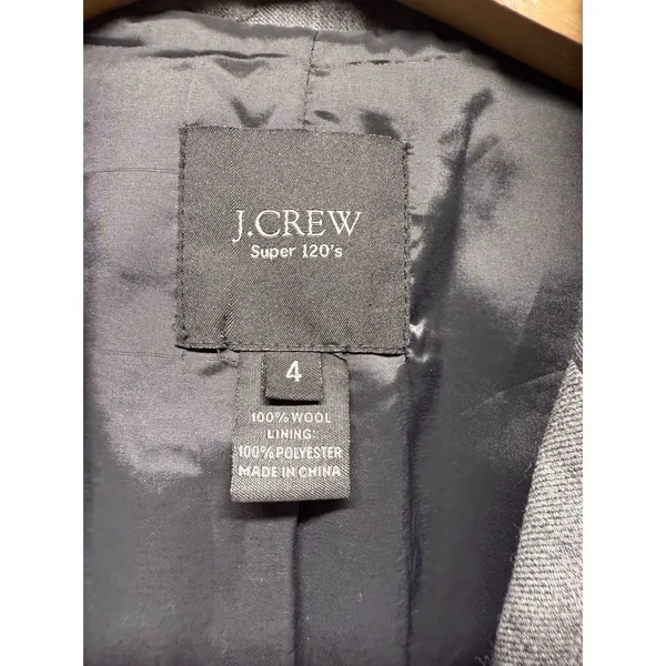 J. Crew Women Super 120s Blazer Jacket Size 4 Gray 100%‎ Wool Preppy Office - Image 3