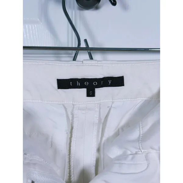 Theory Womens Cotton Wide Leg Trouser Pants Size 0 White Old Money Quiet Luxury - Image 3