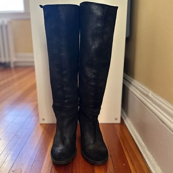 Belle by Sigerson Morrison Hayley Distressed Suede Knee-High Boots Size 8 - Image 3