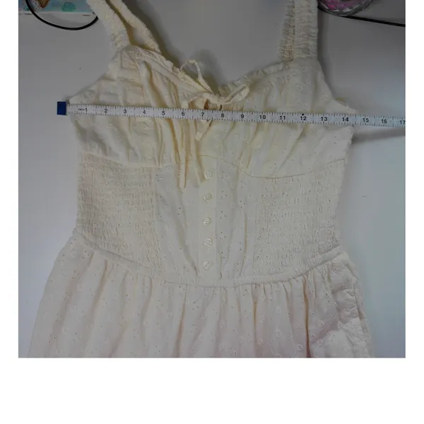 Sim & Sam Ivory Eyelet Smocked Tiered Midi Dress L NWT‎ Cottagecore Prairie Boho - Image 11