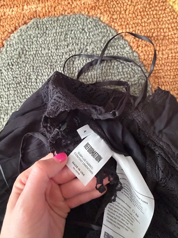 Reformation Black Lace Sheer Cutout Long Maxi Dress Spaghetti Straps Size 4 - Image 5