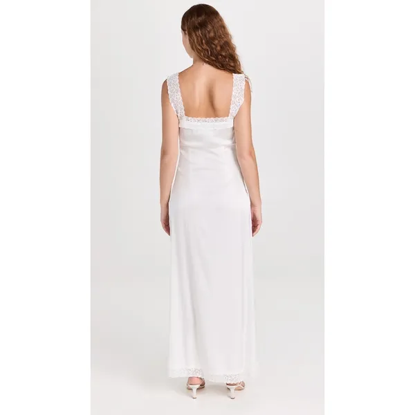Lioness Vintage Ballerina Porcelain White Lace Trim Sleeveless Maxi Dress Size M - Image 2