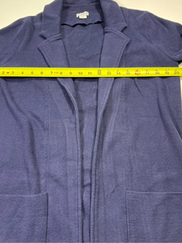 J. Crew 100% Cotton Navy Open-Front Long Cardigan Coatigan - Image 4