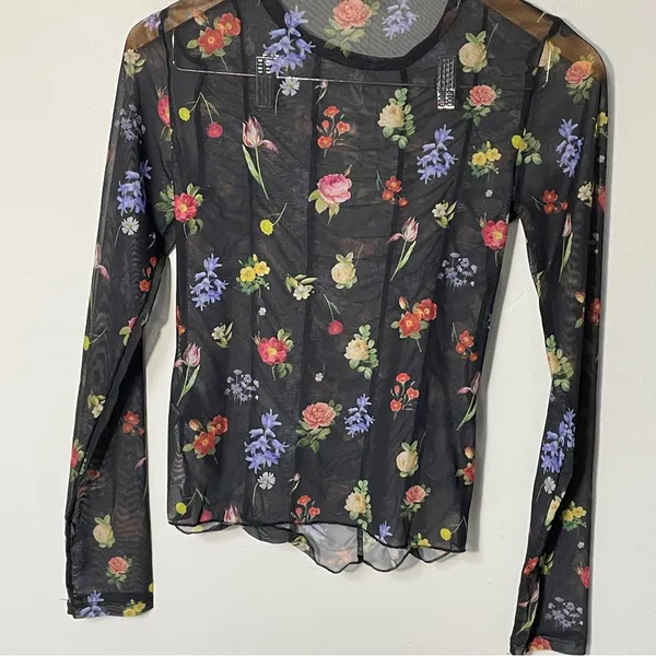 TopShop Floral long sleeve‎ mesh women’s size small, NWT - Image 5