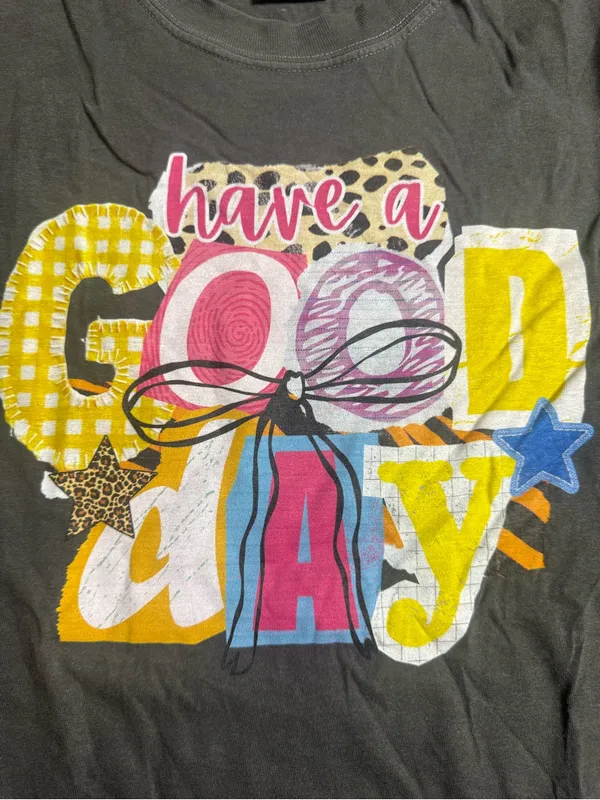 Comfort Colors Charcoal 'Have a Good Day' Graphic Tee with Bright Accent Colors - Image 4