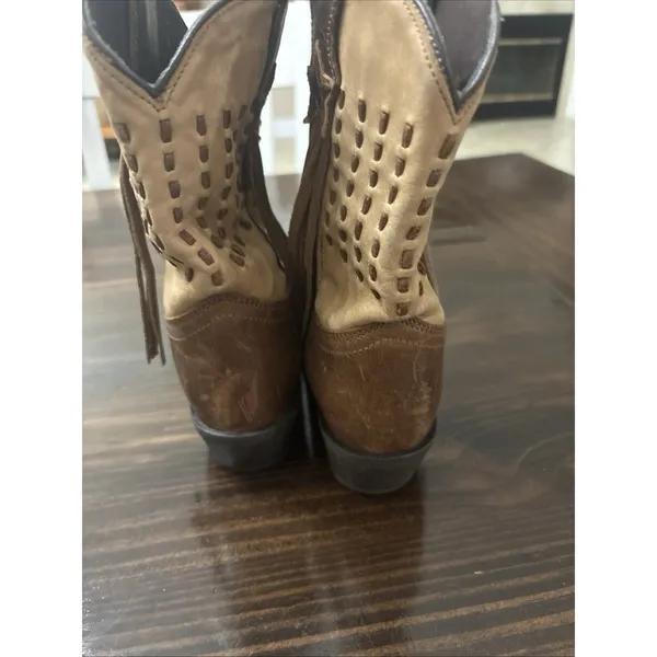 Laredo Women's Fringe Western Boot Snip Toe Brown Sz 8 Cowgirl Equestrian Rodeo - Image 4