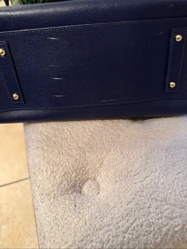 Dooney & Bourke Navy Leather Satchel with Gold Hardware - Image 8