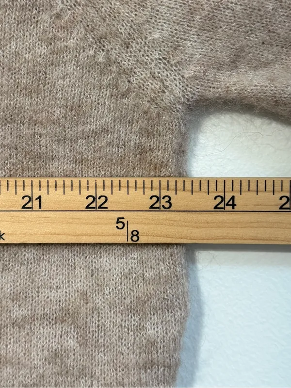 Sézane Louisa Jumper Sweater Size XL Tan Neutral Tan Balloon Sleeve Button Crew - Image 8
