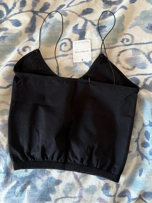 NWT- free people black skinny strap brami crop top - Image 4