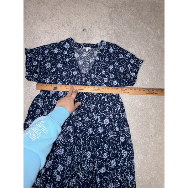 Madewell Alexandra Button-Front‎ Mini Dress blue floral S Pockets - Image 10