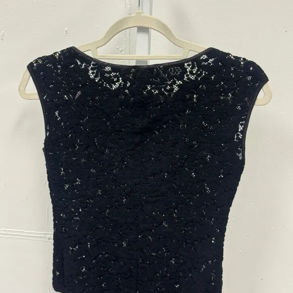 Vintage 90s Anne Klein II Black Floral Lace Sleeveless Bodysuit Vintage Small - Image 5