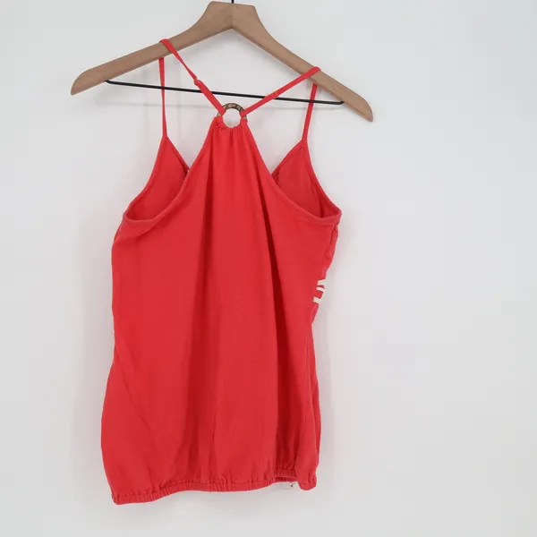 Self Esteem Tank Top Womens Large Red Crochet Lace Ring Back Boho Excellent - Image 3