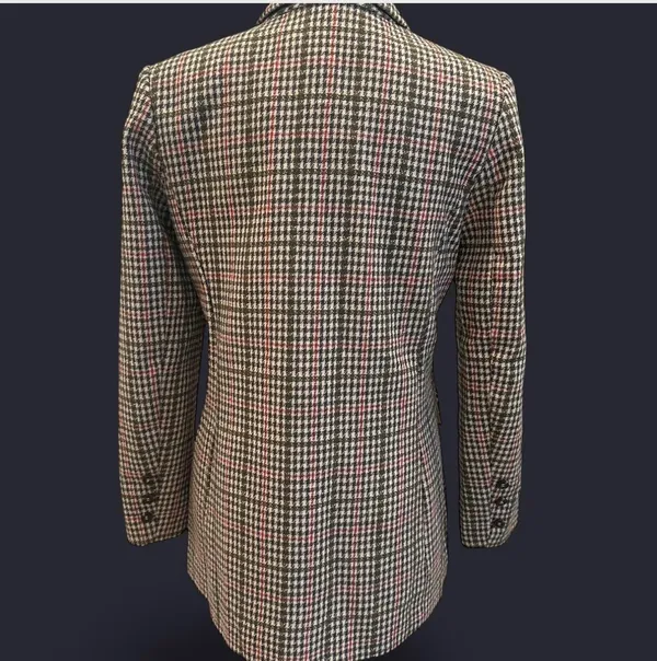 Brown and pink plaid double breast blazer jacket size 0 - Image 6