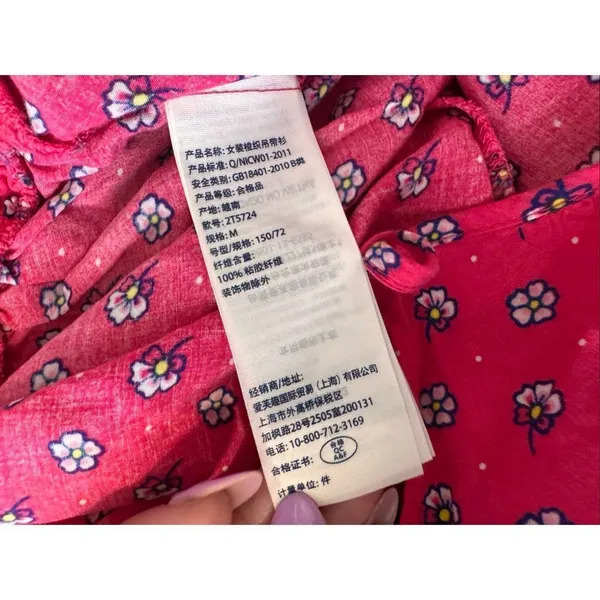 Abercrombie Kids Pink Floral Button-Front Cami Tank Top Size Medium M (Fits Wome - Image 7