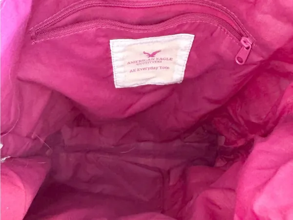 Vintage American Eagle AE Everyday Tote Pink Plaid “77” Canvas Y2K Shoulder Bag - Image 7