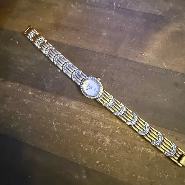 Vintage Armitron gold tone pave watch - Image 4