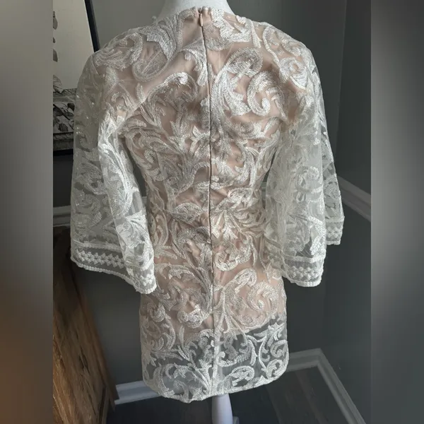 Lulu’s Celebration Hour White Sequin Embroidered Mini Party Dress‎ size Small - Image 8