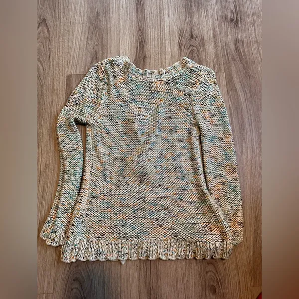MS&Co BCBG Maxazria Green Multi Color Flower Button Women's Knit Sweater small - Image 3