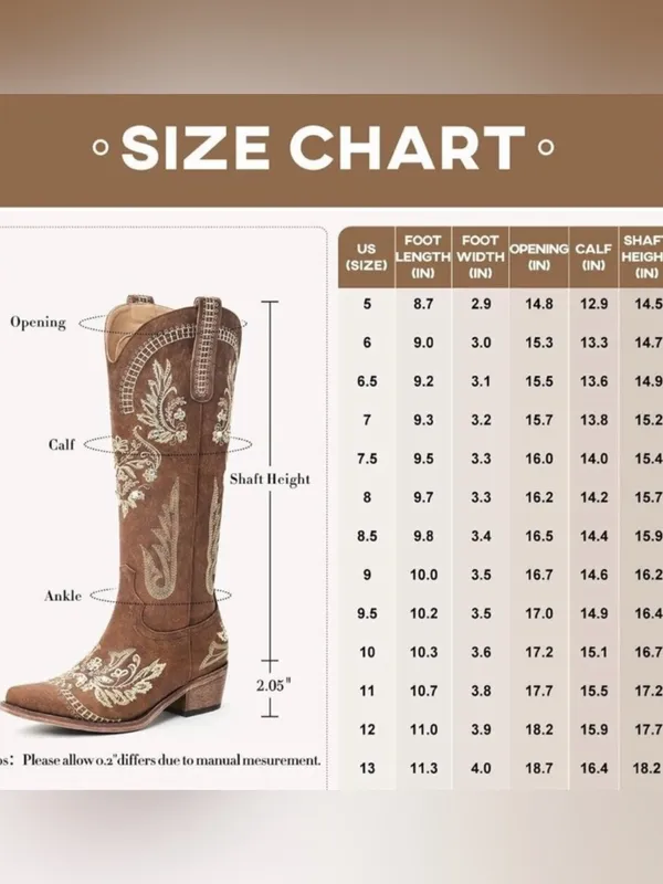 Western Embroidered Heeled Boots in Tan Size 12 - Image 2