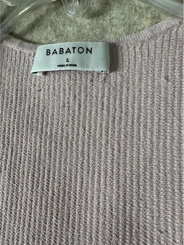 Aritzia Babaton Sculpt Deep V-neck Cropped Halo Pink Sz Large Spring Pastel - Image 5