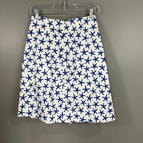 Kate Spade Broome Street Coastal Starfish Pleated Cotton A-Line Skirt EUC Size 4 - Image 3